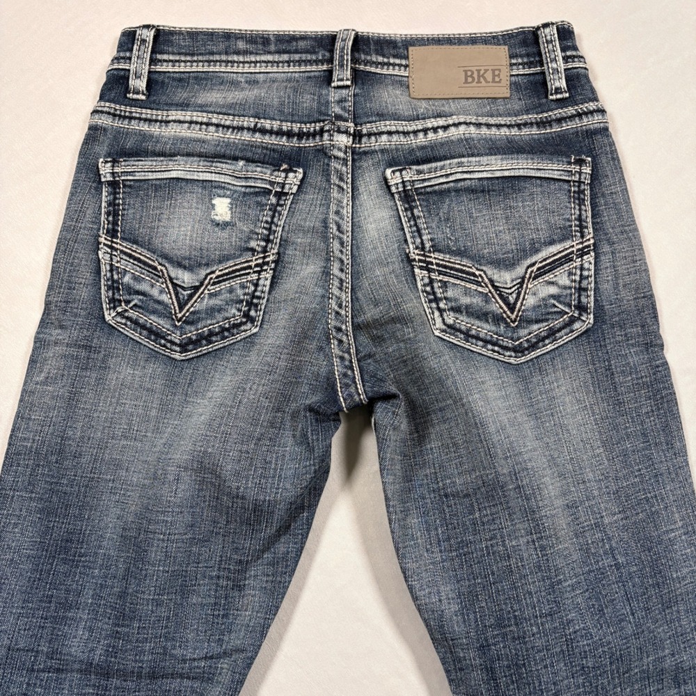 BKE Jeans Mens 29R Alec Straight Leg Blue Distressed Denim EUC - Picture 11 of 15